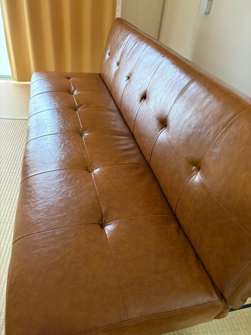 ブラウン レザー ソファベッド