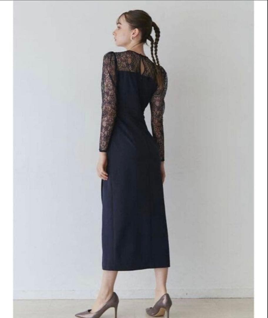 本日限定価格★ラグナムーン オケージョン スリーブレースカッティングドレス M