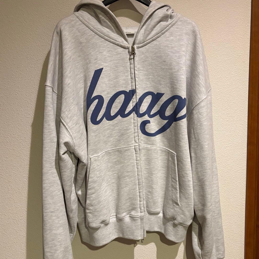 トップス haag a mix hoodie zip-up light grey