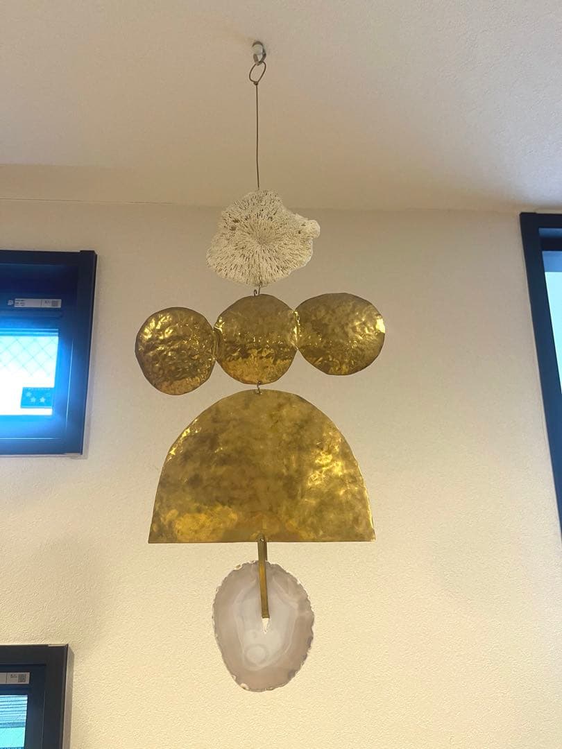 ORSA オルサ　真鍮と珊瑚と瑪瑙のモビール オブジェ　アート