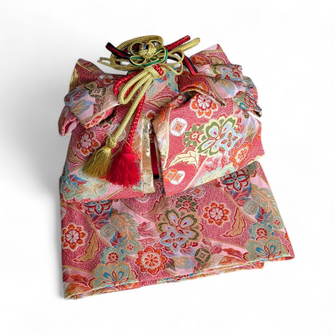 7歳　正絹黄刺繍　七五三　お着物・作り帯・筥迫セット