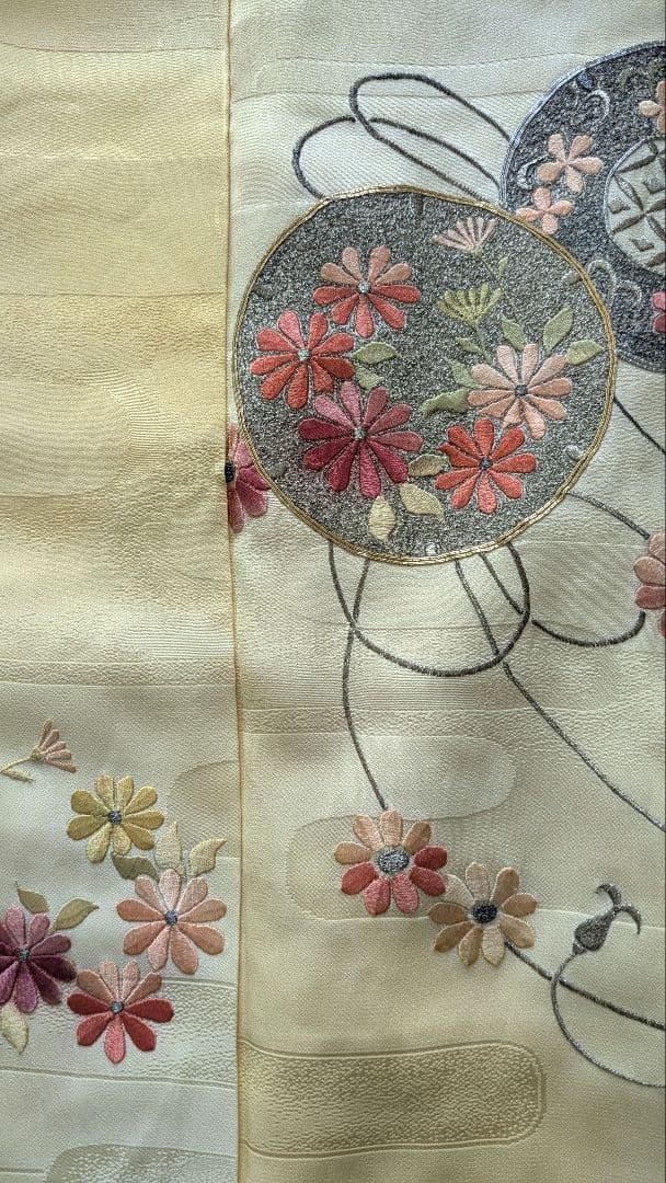 7歳　正絹黄刺繍　七五三　お着物・作り帯・筥迫セット