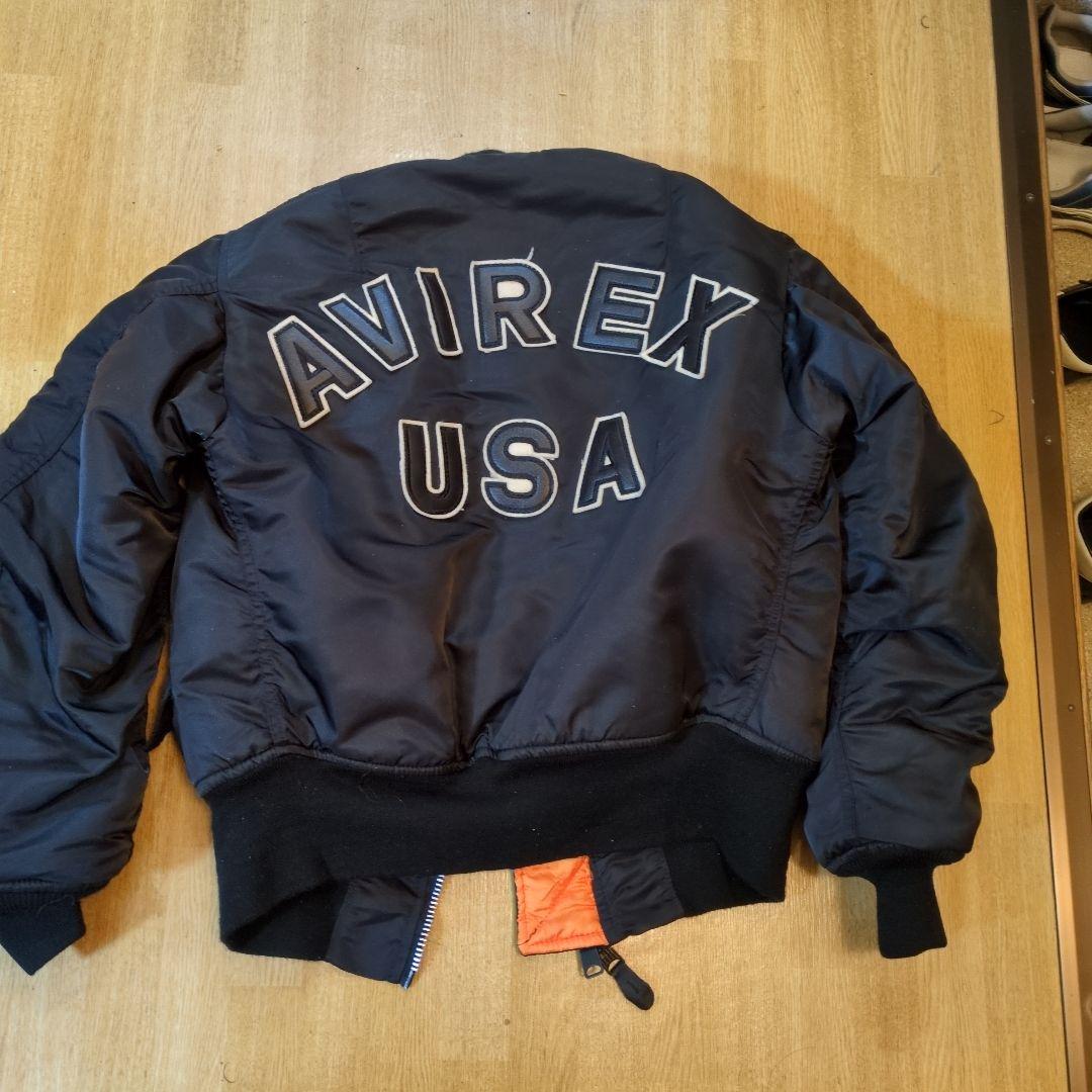 【USA製】AVIREX フライトジャケット MA-1 アーチロゴ　ブラック　S