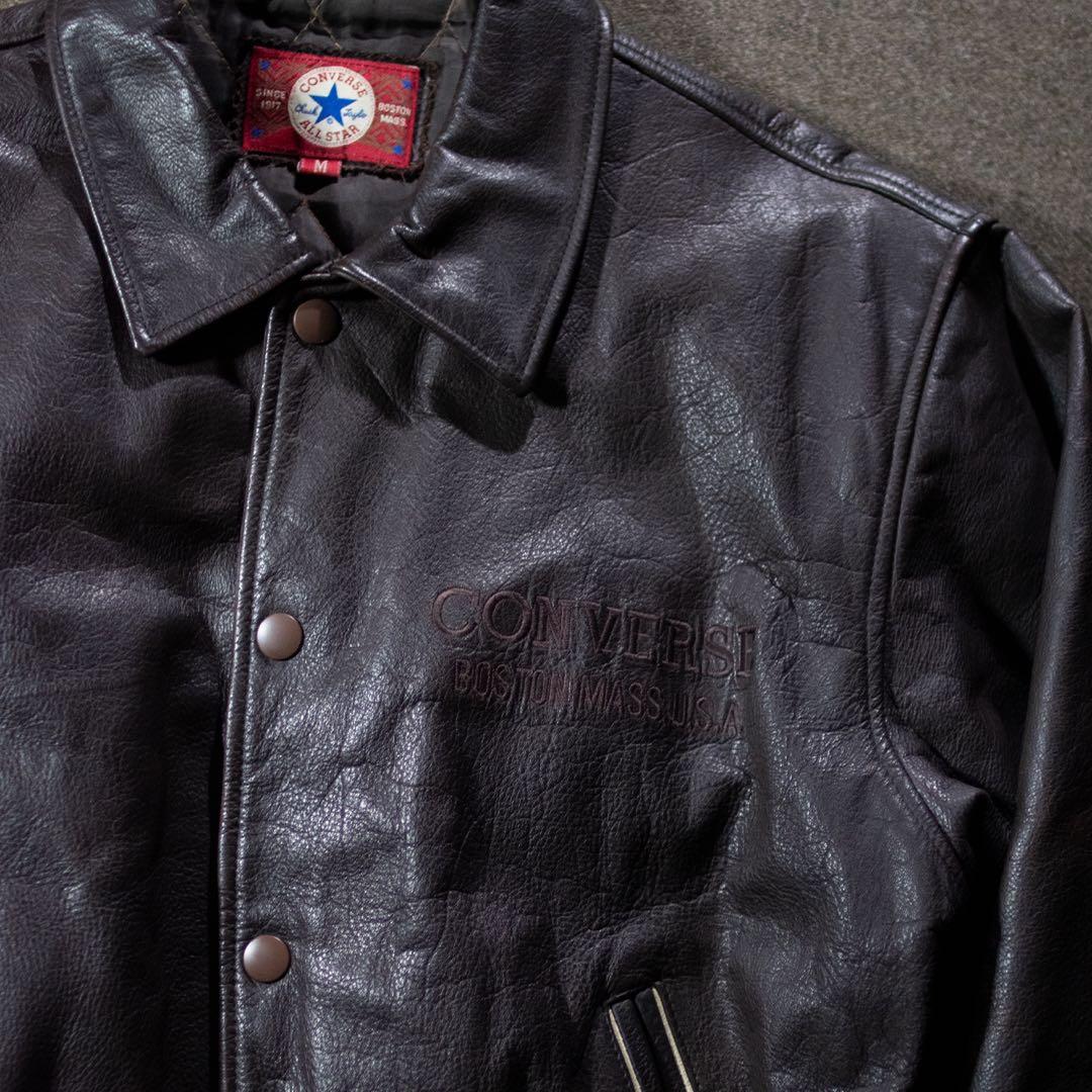 90s USA コンバース　オールレザー　スタジャン　ブラウン　Mサイズ