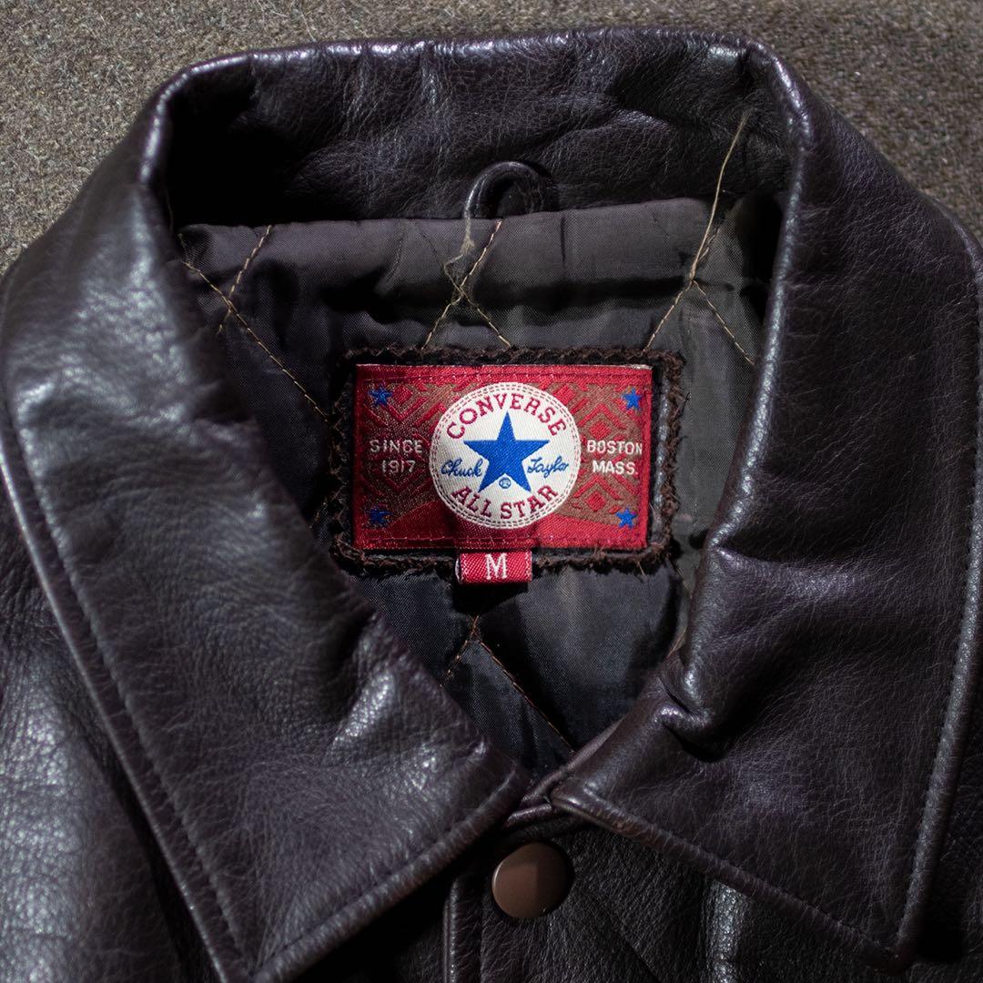 90s USA コンバース　オールレザー　スタジャン　ブラウン　Mサイズ