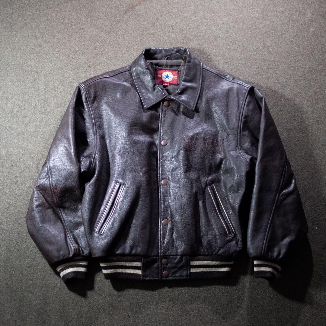 90s USA コンバース　オールレザー　スタジャン　ブラウン　Mサイズ