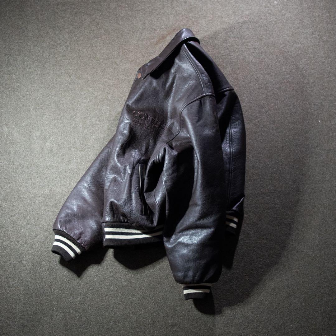 90s USA コンバース　オールレザー　スタジャン　ブラウン　Mサイズ