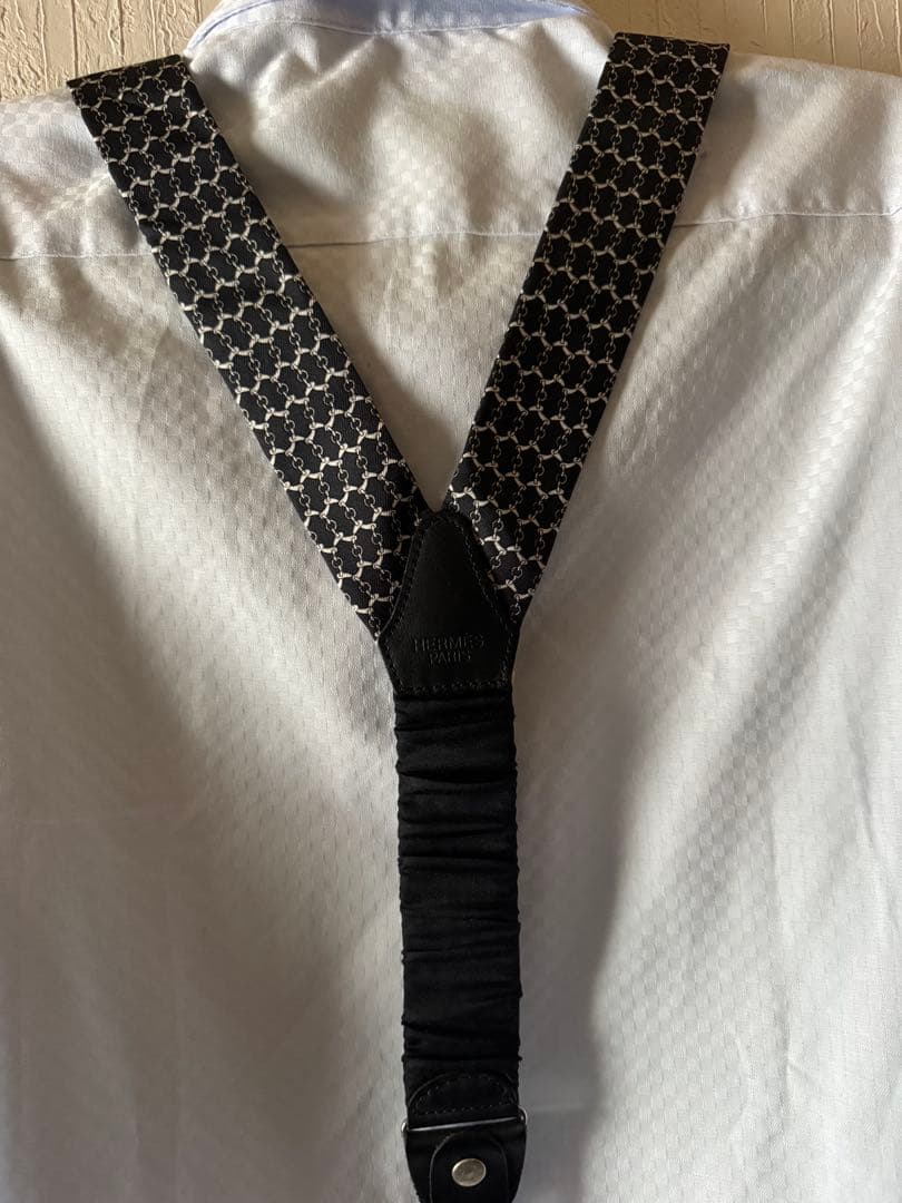 HERMES サスペンダー ブラック/ホワイト