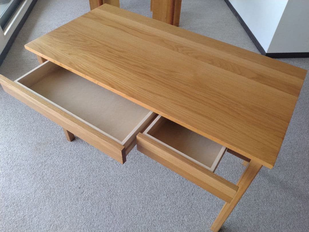 【すだ】MUJI/無印良品 無垢オーク材デスク110cm引出付/学習机