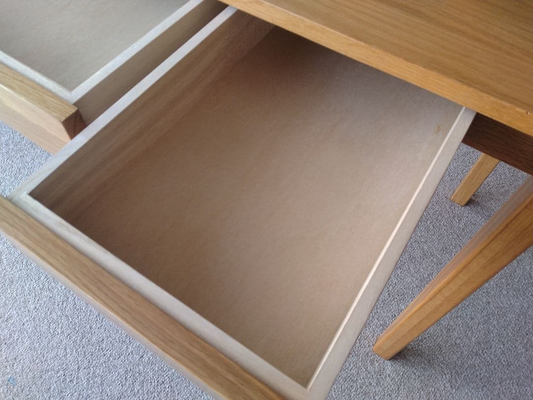 【すだ】MUJI/無印良品 無垢オーク材デスク110cm引出付/学習机