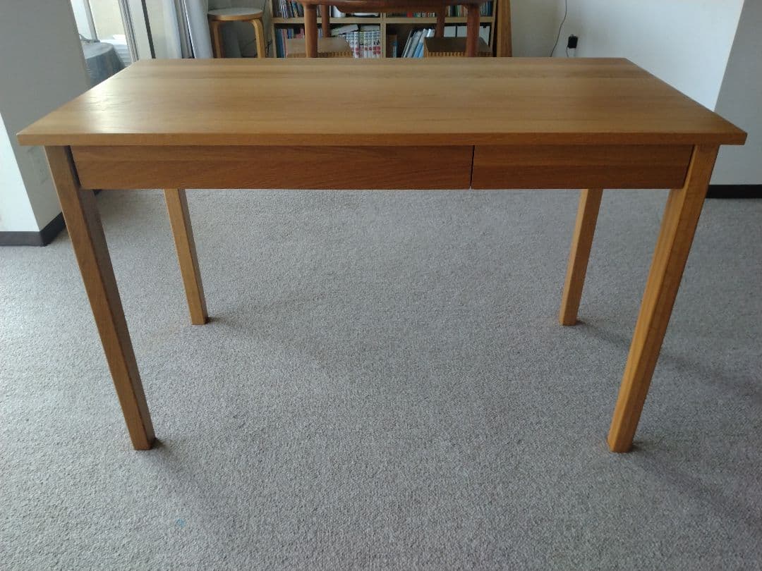 【すだ】MUJI/無印良品 無垢オーク材デスク110cm引出付/学習机