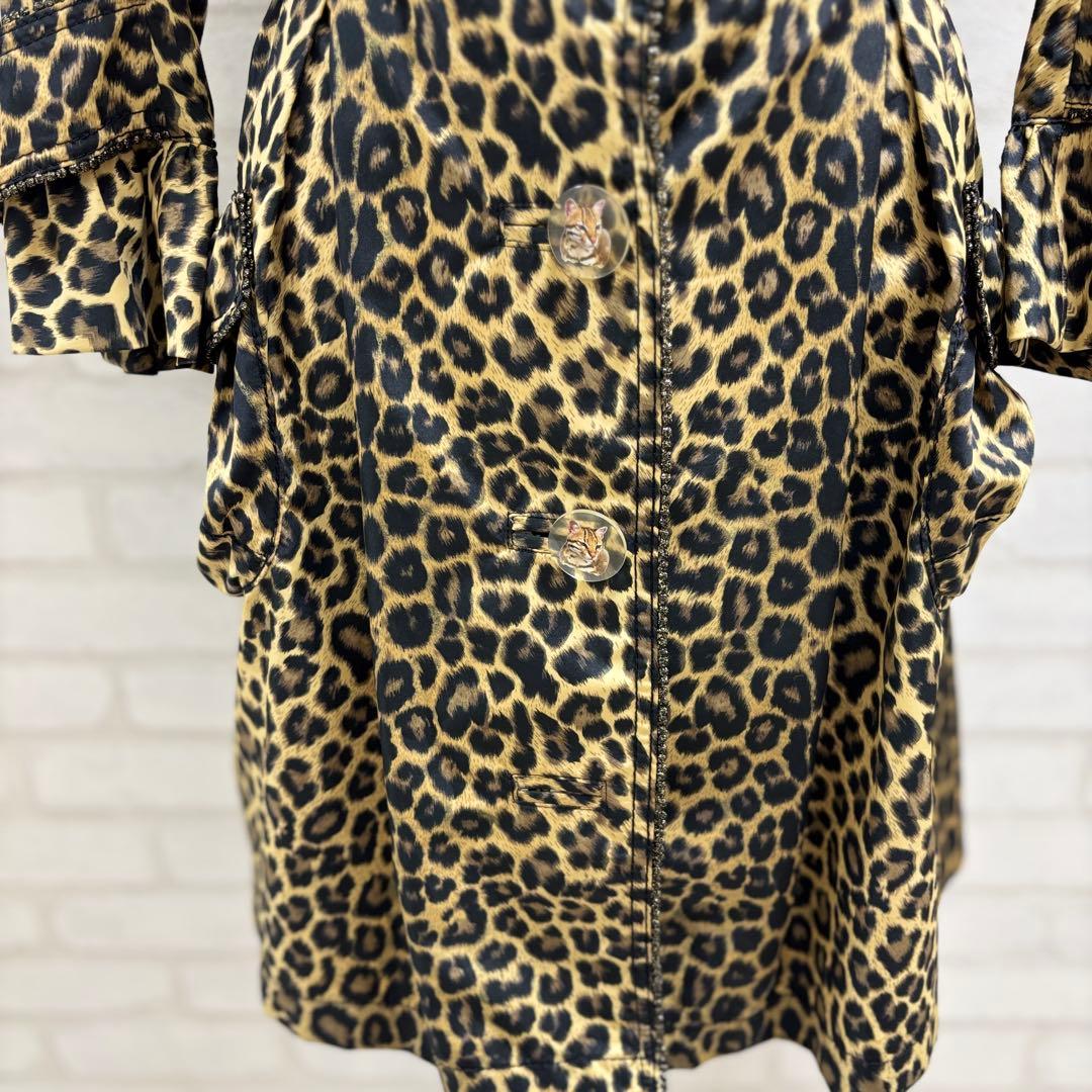 ★美品★ 伊太利屋 ヒョウ柄 トレンチ Mサイズ 日本製