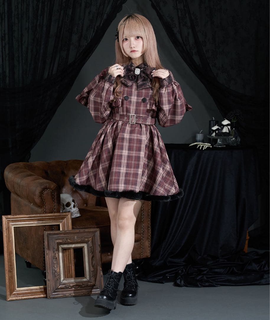 Palelfy ファー付きケープワンピ