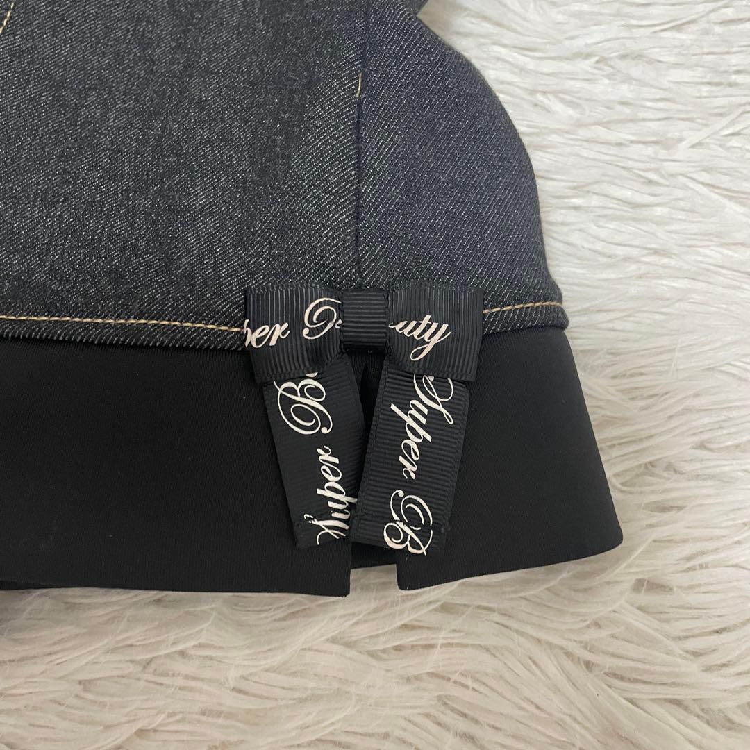 スーパービューティー　デニム風　ビジュー　パーカー