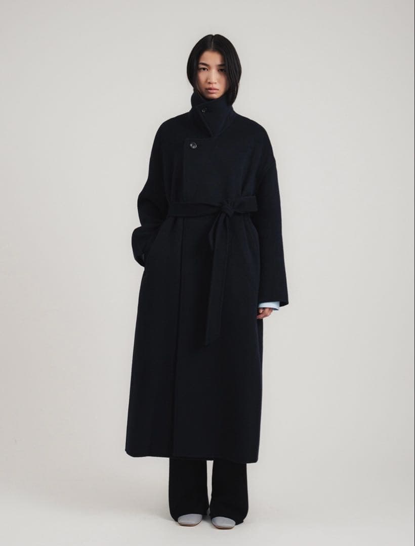 【美品】スタニングルアー　 r スプリットラグランロングコート ネイビー1