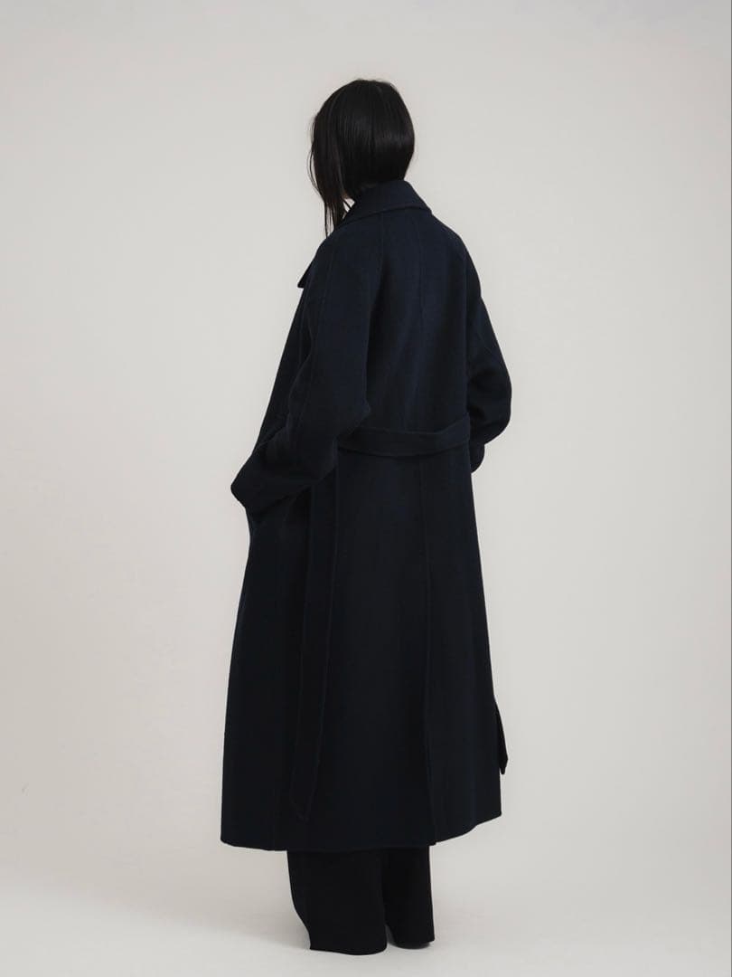 【美品】スタニングルアー　 r スプリットラグランロングコート ネイビー1