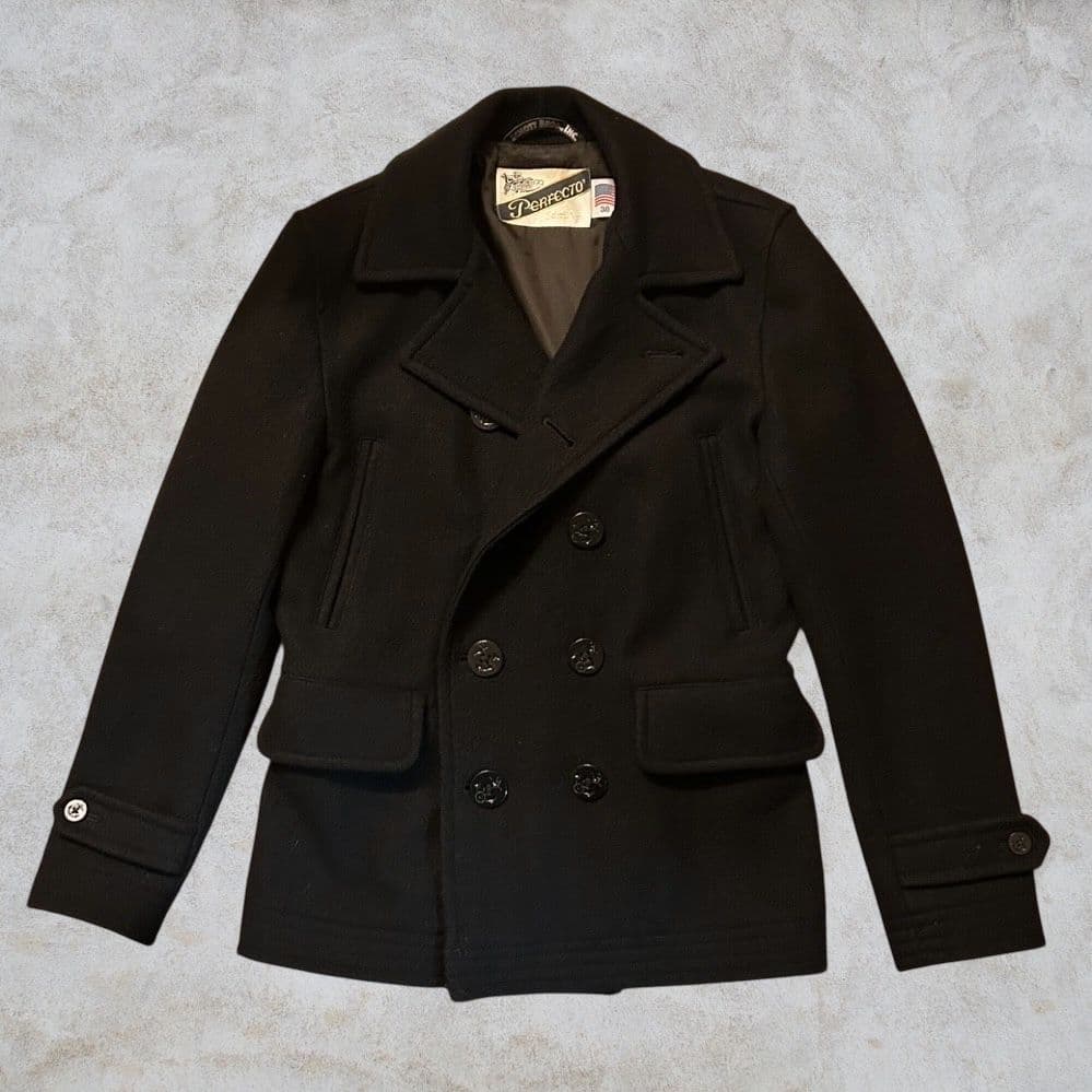 【美品】80's Schott ブラックウールピーコート 38