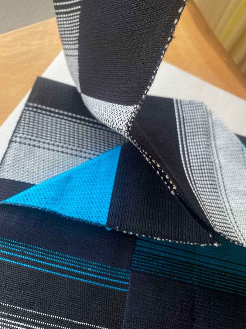 バレンタインSALE❣️八寸名古屋帯 青と黒 米沢