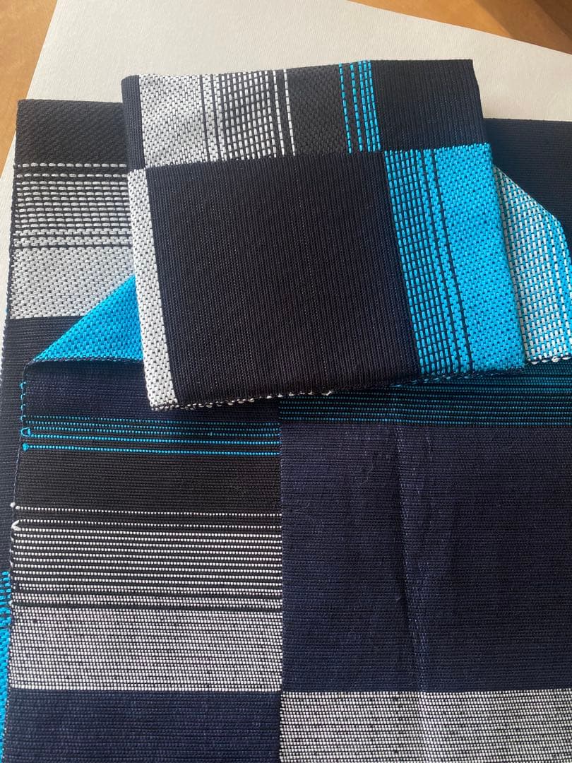 バレンタインSALE❣️八寸名古屋帯 青と黒 米沢