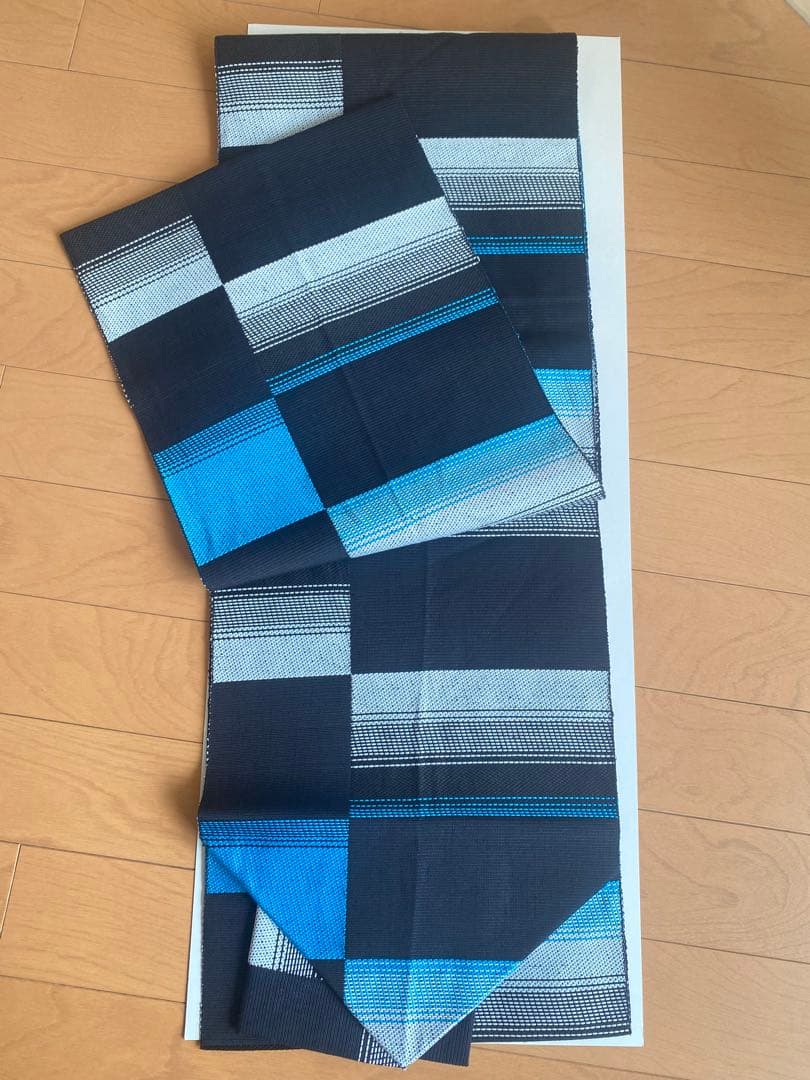 バレンタインSALE❣️八寸名古屋帯 青と黒 米沢