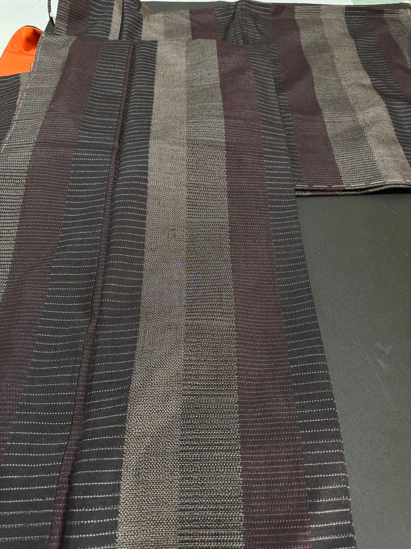 【銘品新品】日本三大紬「信州上田紬」漢方草木染「総絣織」トール寸