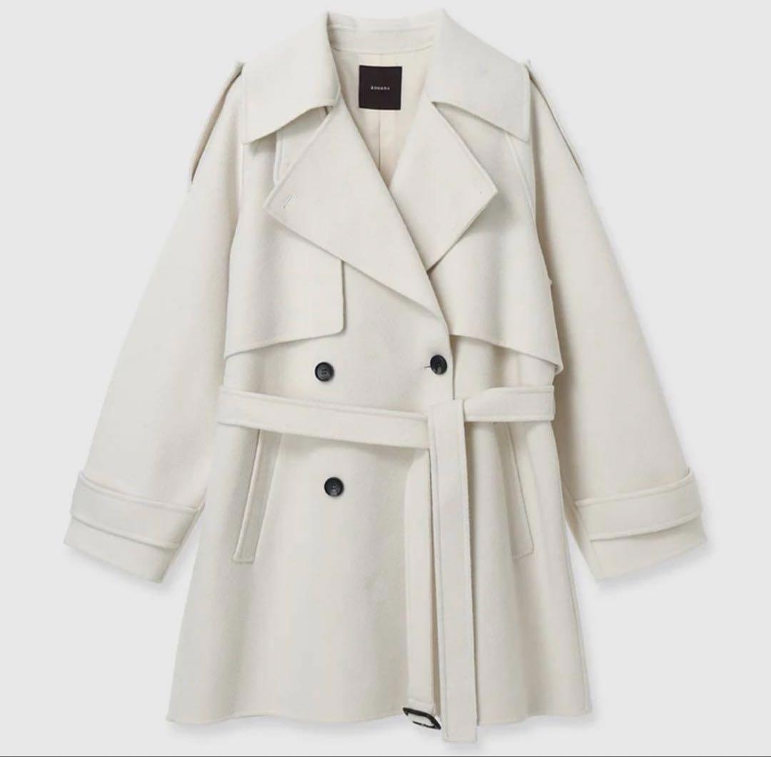 anuans リバーウールミドルトレンチコート ECRU