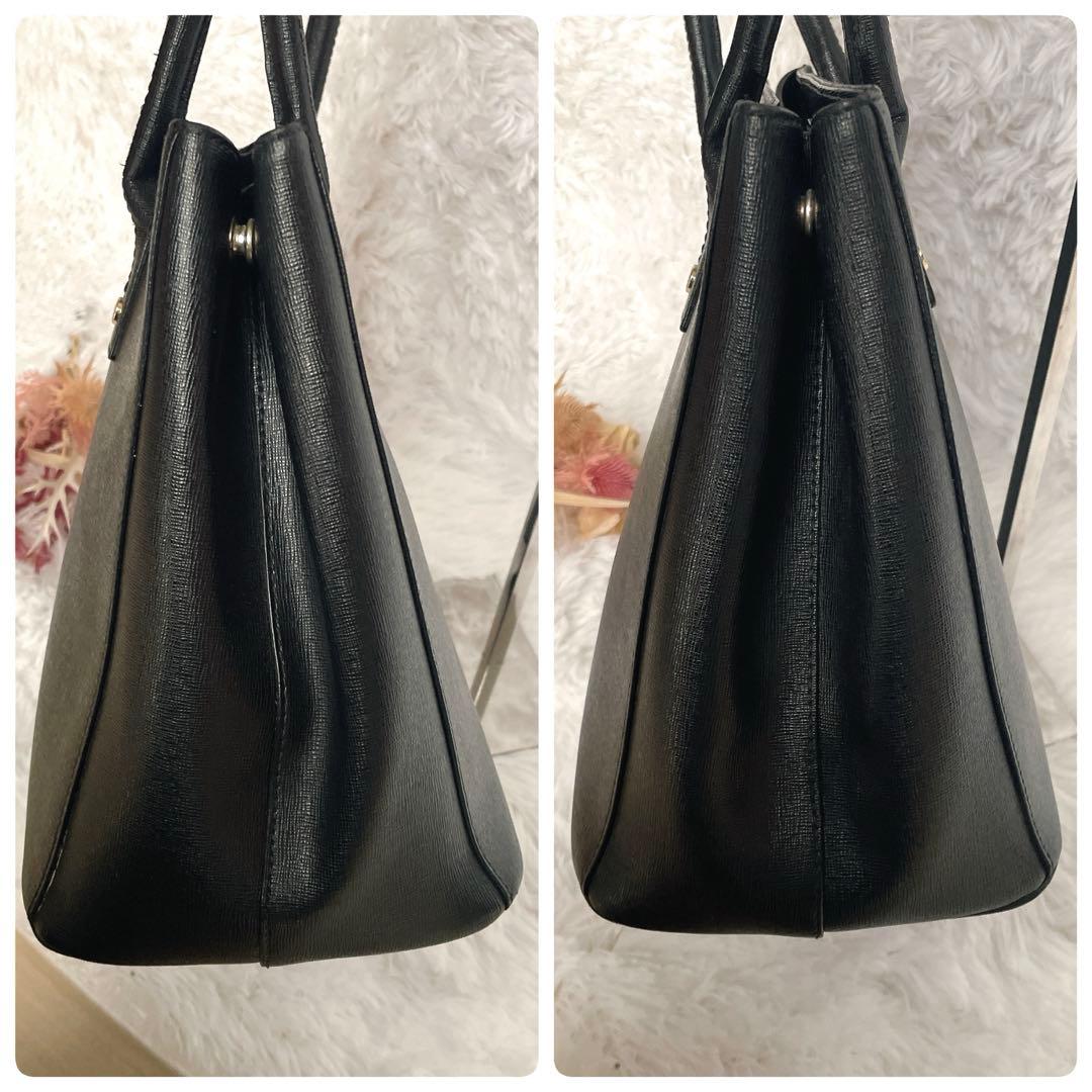 美品⭐︎ FURLA リンダ 黒 サフィアーノ ビジネス トートバッグ ゴールド