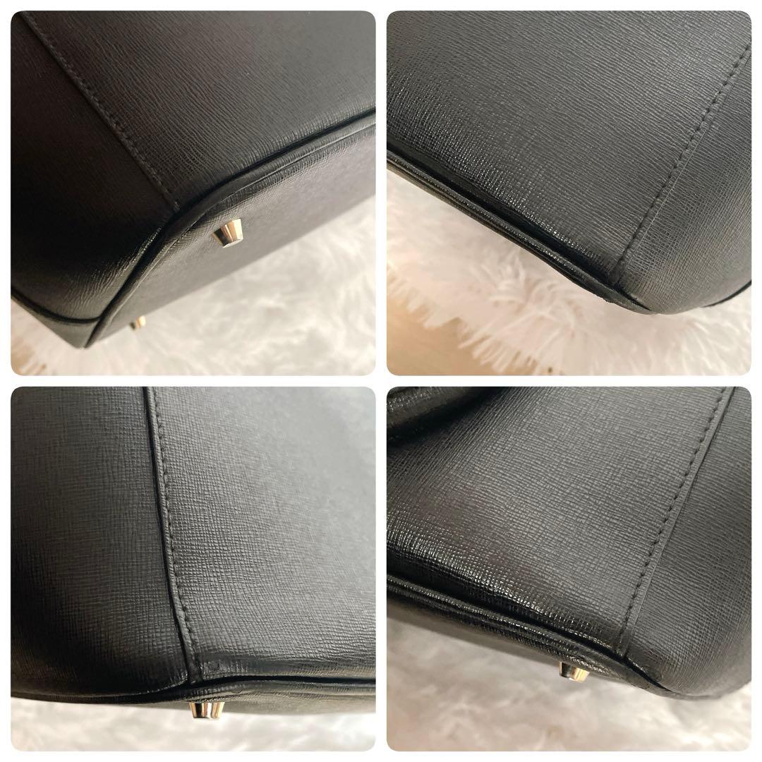 美品⭐︎ FURLA リンダ 黒 サフィアーノ ビジネス トートバッグ ゴールド