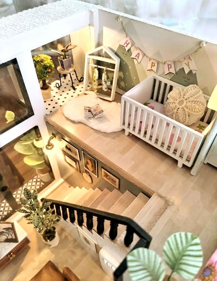 *完成品* ドールハウス 2階建て サンルーム ベビー サンテラス カバー付き