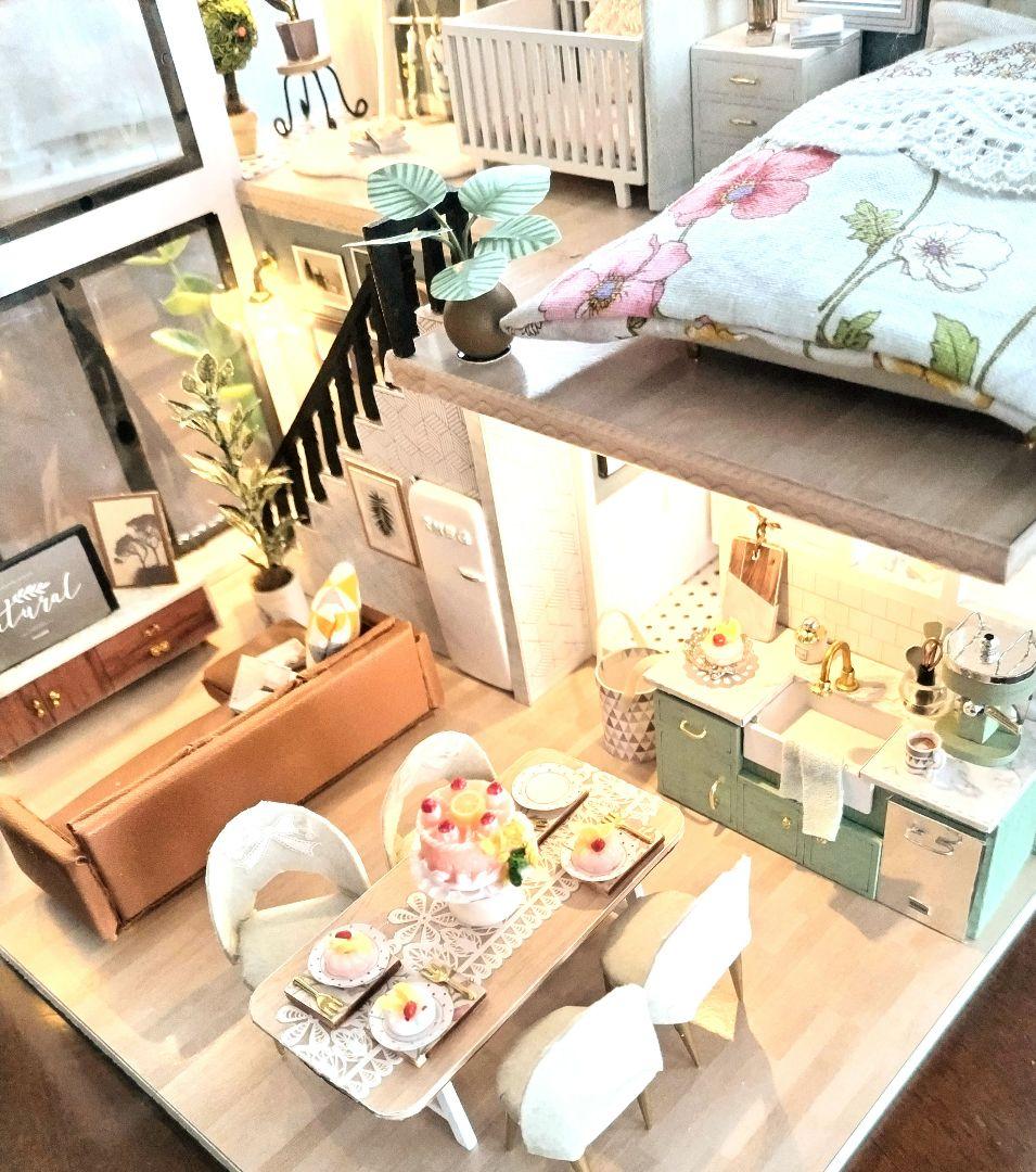 *完成品* ドールハウス 2階建て サンルーム ベビー サンテラス カバー付き