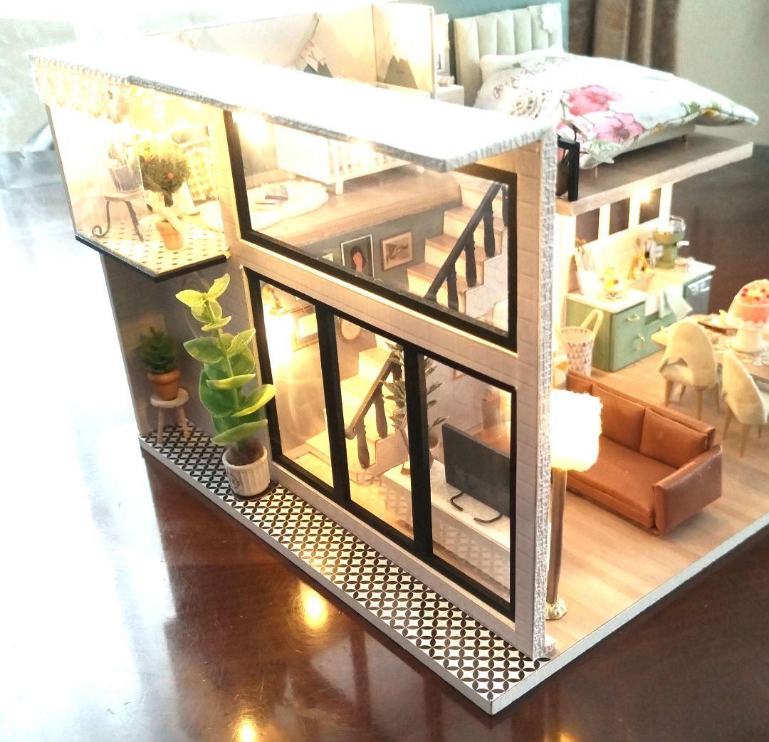 *完成品* ドールハウス 2階建て サンルーム ベビー サンテラス カバー付き