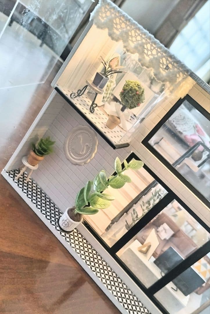 *完成品* ドールハウス 2階建て サンルーム ベビー サンテラス カバー付き