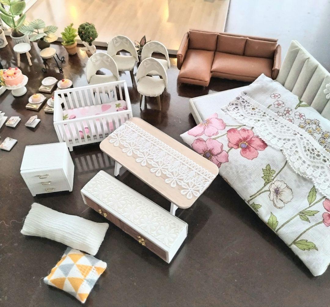 *完成品* ドールハウス 2階建て サンルーム ベビー サンテラス カバー付き