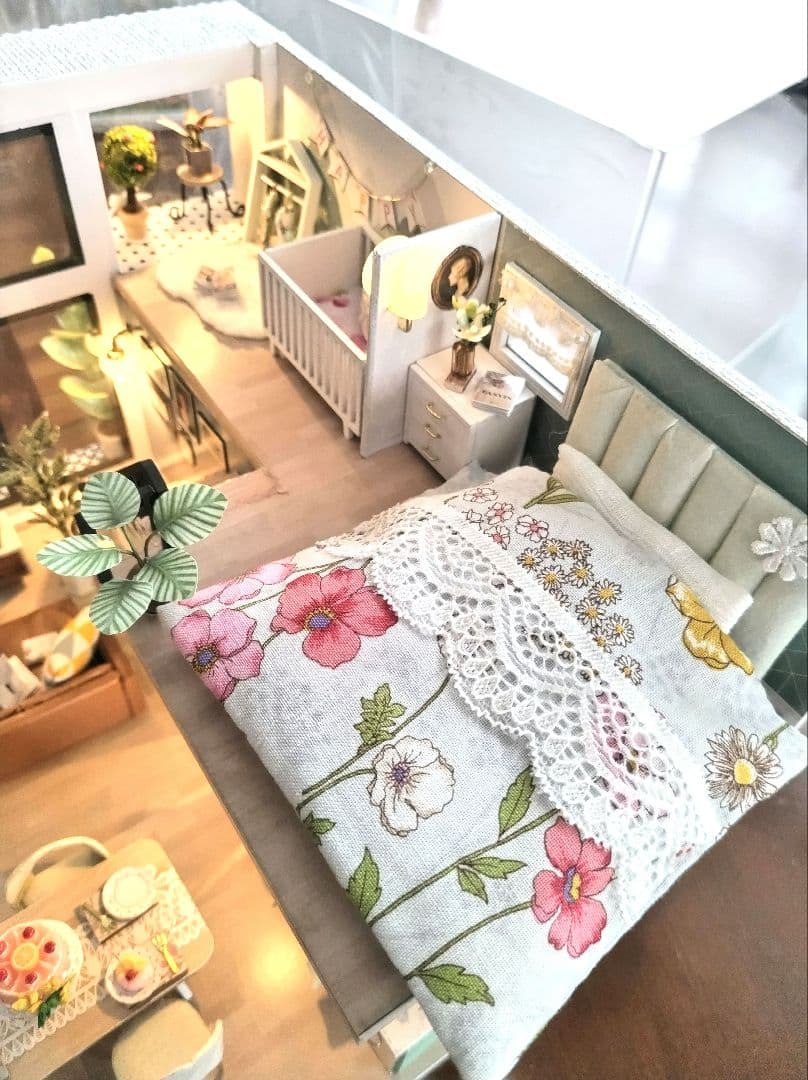 *完成品* ドールハウス 2階建て サンルーム ベビー サンテラス カバー付き