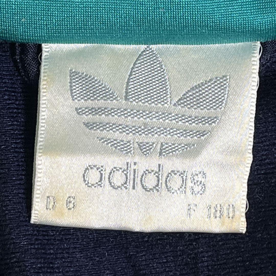 80s アディダス トラックジャケット L 紺 マルチカラー 白タグ 7440