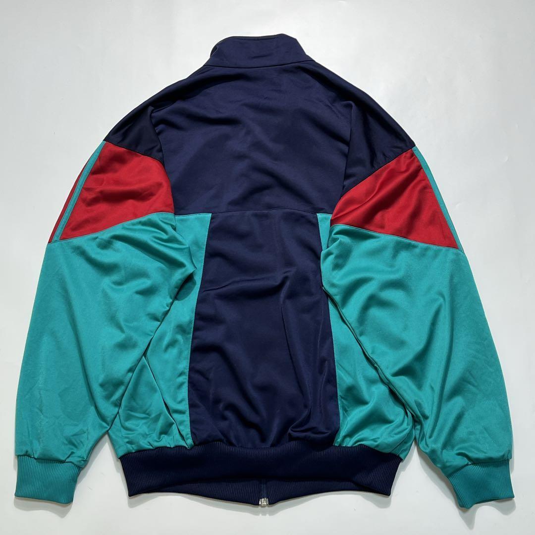 80s アディダス トラックジャケット L 紺 マルチカラー 白タグ 7440