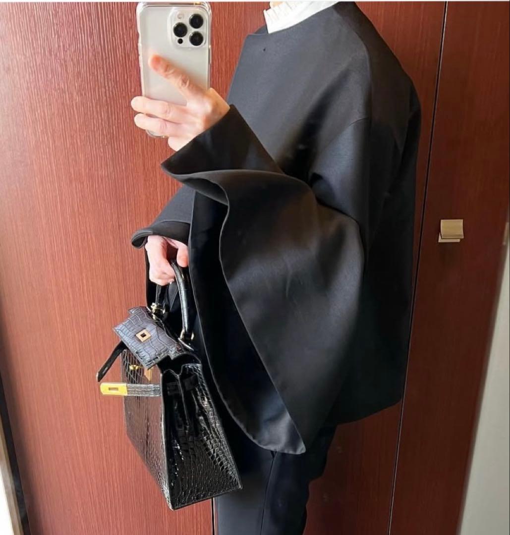 新品未使用Drawerドゥロワー☆ジャケット ブラック 黒 サイズ36