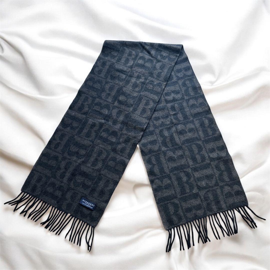 ✨カシミヤ100%✨バーバリー　マフラー　Bロゴ 総柄 希少