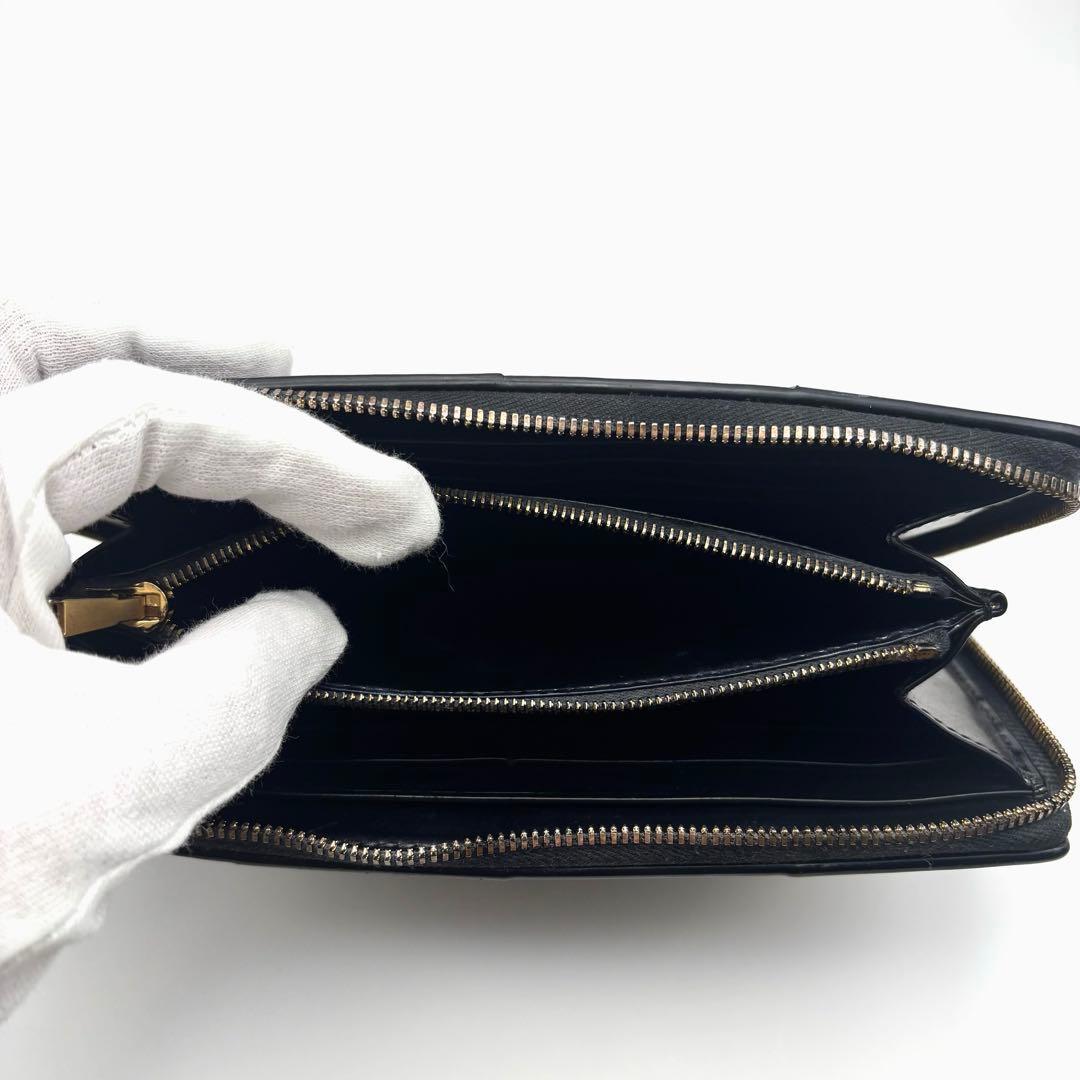 Bottegaveneta ブラックレザー長財布 ゴールド
