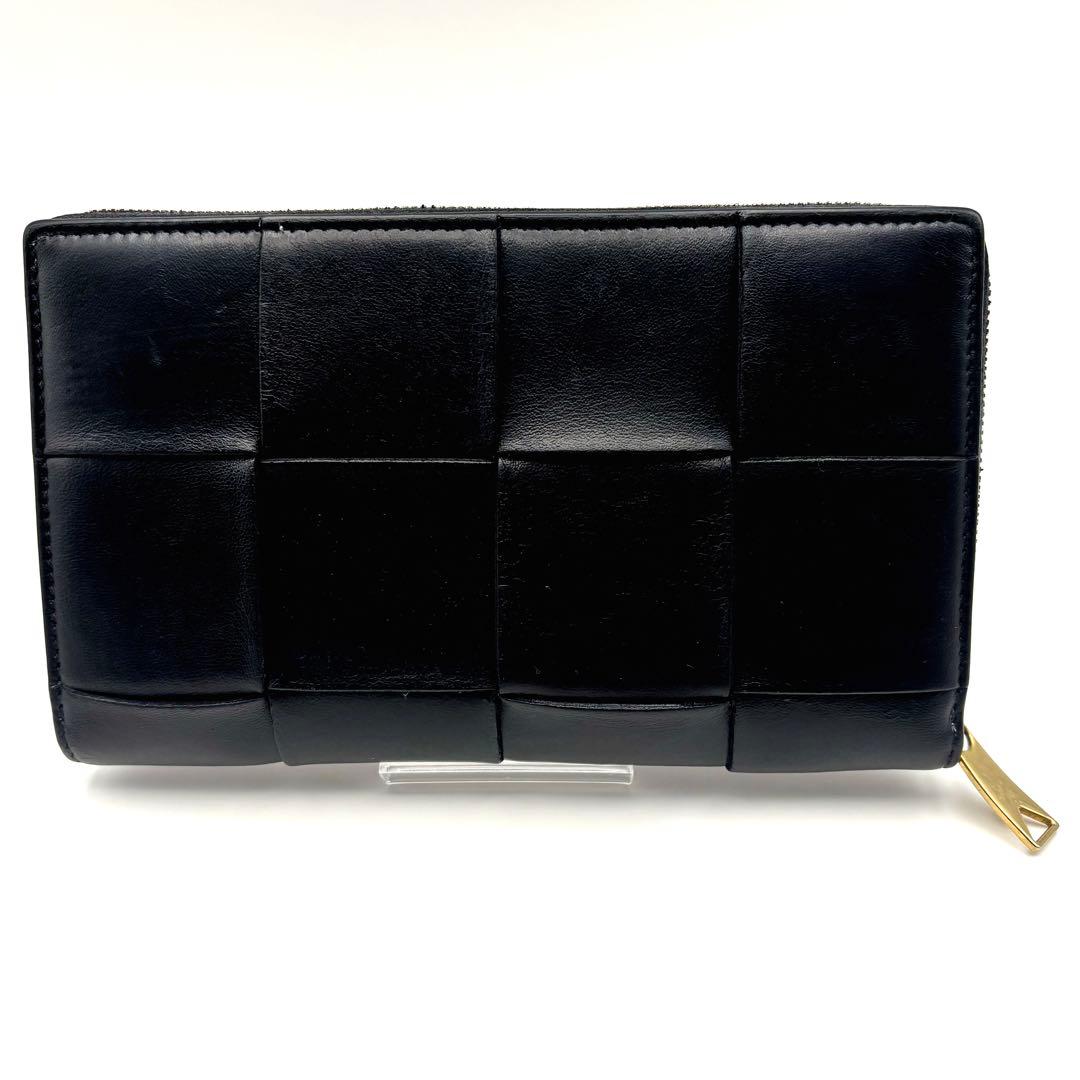 Bottegaveneta ブラックレザー長財布 ゴールド