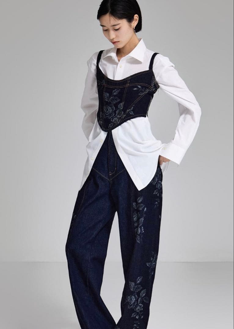 fetico×studious ローズデニムビスチェ