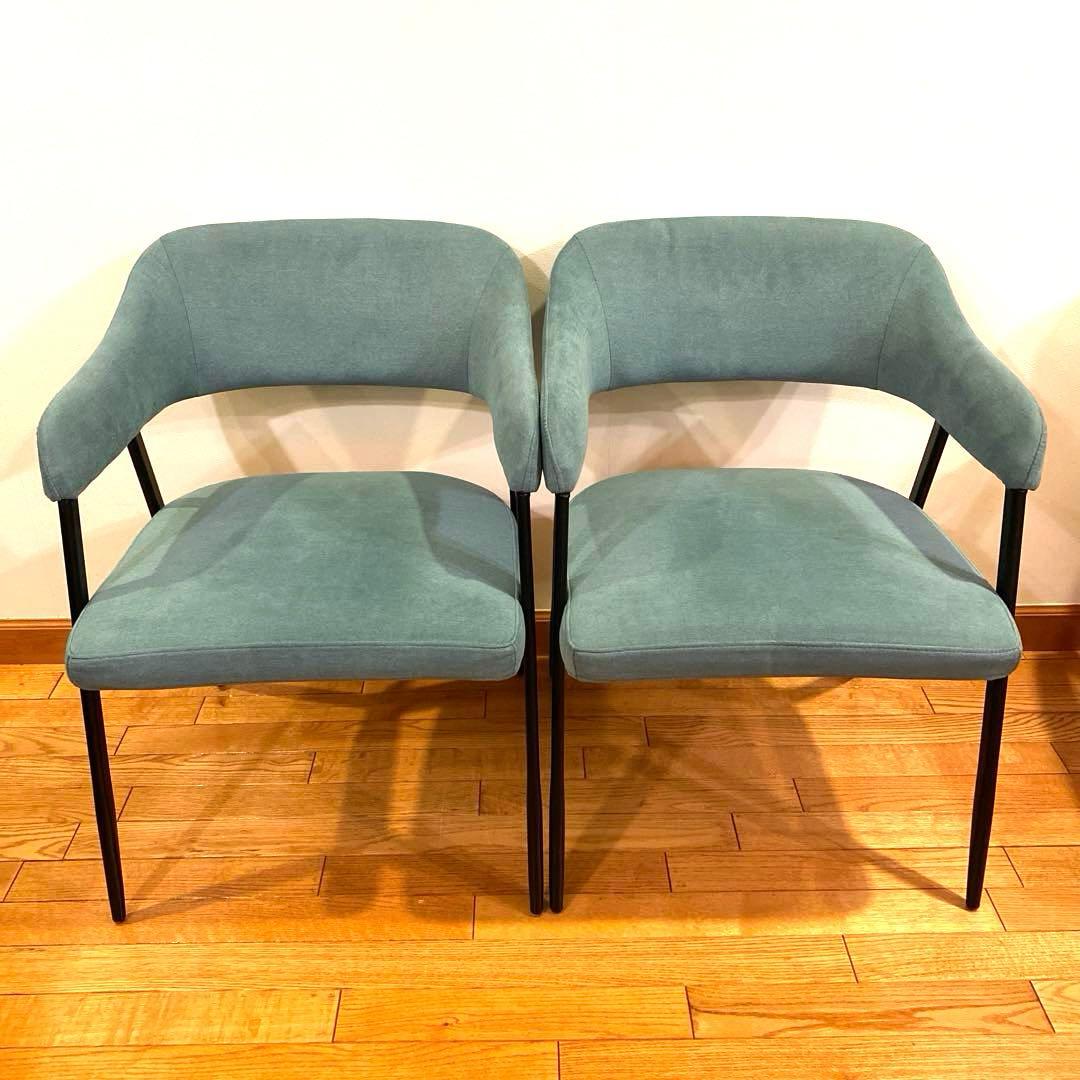 G*様 ニトリ イジー2 BL ブルー 肘付きダイニングチェア 2脚セット