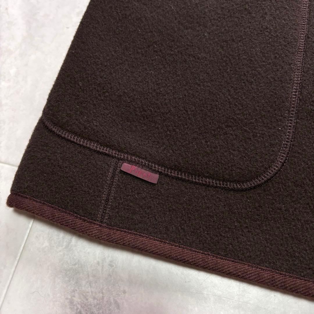 【美品】パパス 縮絨ウール テーラードジャケット パイピング 刺繍ロゴ クルミ釦