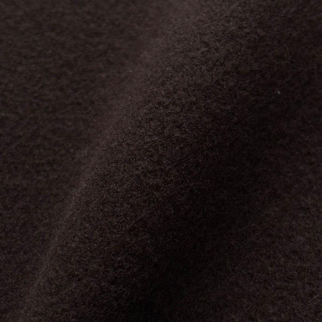 【美品】パパス 縮絨ウール テーラードジャケット パイピング 刺繍ロゴ クルミ釦