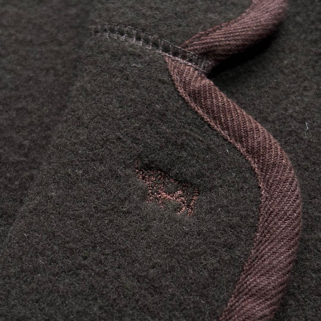 【美品】パパス 縮絨ウール テーラードジャケット パイピング 刺繍ロゴ クルミ釦