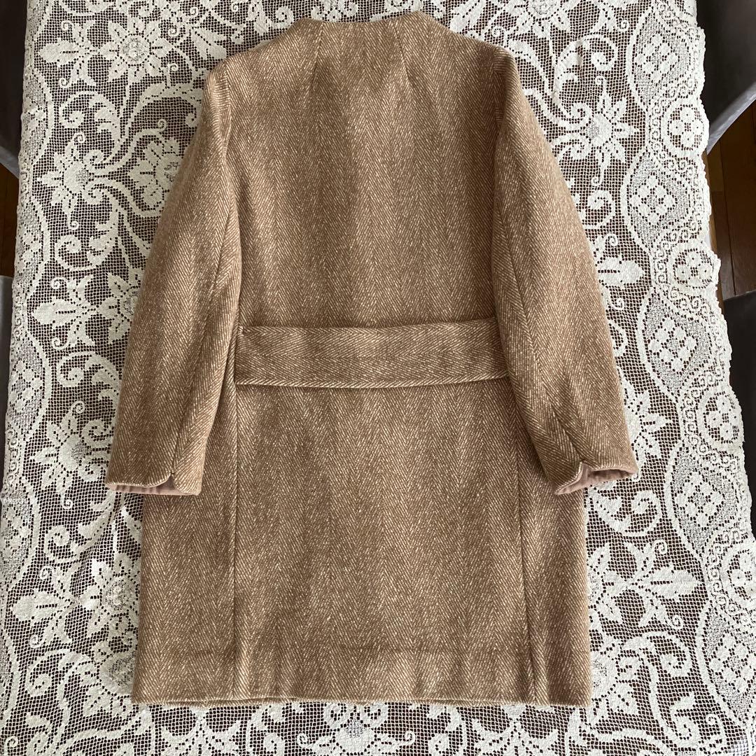 パラスパレス　ヘリンボーン織り　膝丈コート　カシミヤ混　 Lサイズ