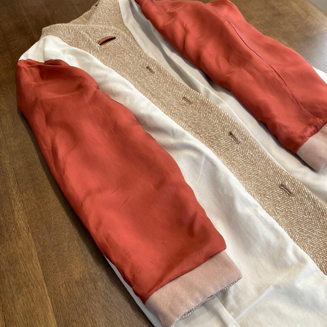 パラスパレス　ヘリンボーン織り　膝丈コート　カシミヤ混　 Lサイズ