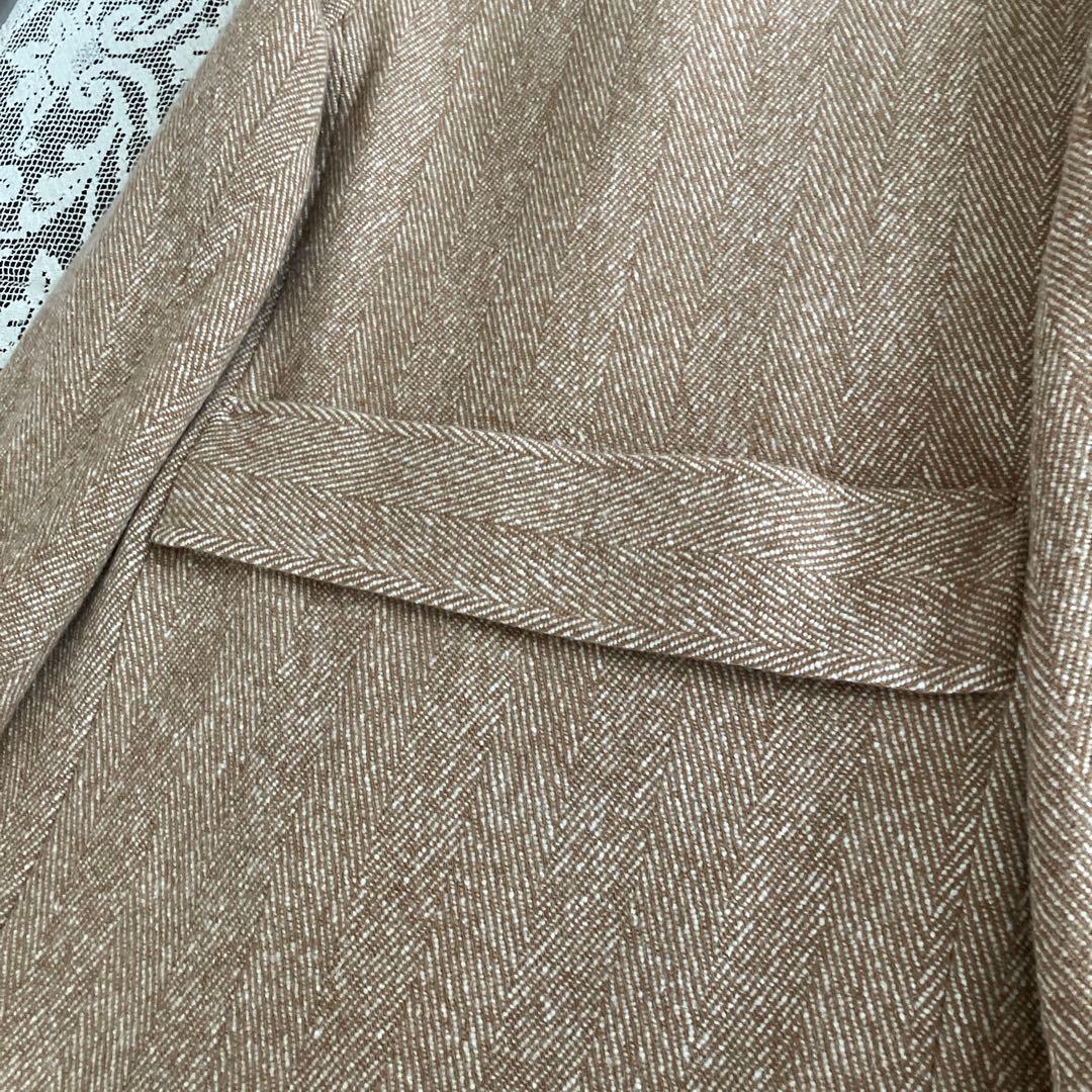 パラスパレス　ヘリンボーン織り　膝丈コート　カシミヤ混　 Lサイズ