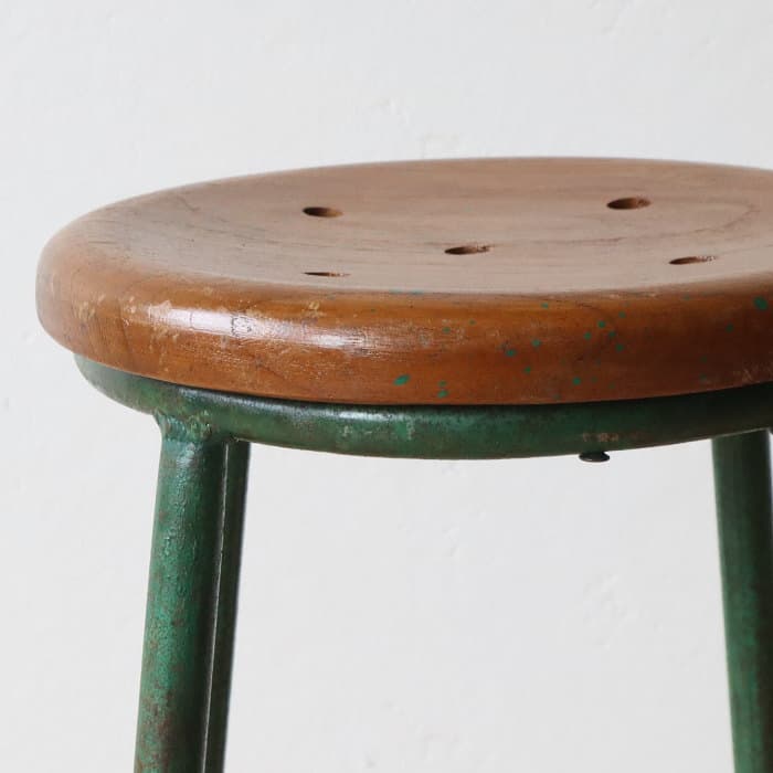 ヴィンテージ　アイアンスツール⑩　無垢材　鉄脚　古家具　レトロ