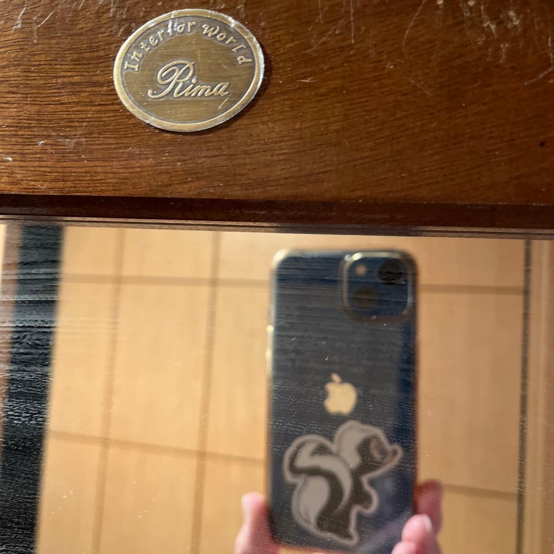 伸びた麺　木製フレームスタンドミラー　全身鏡